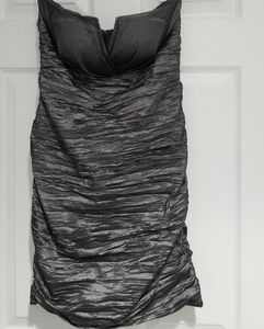 Gunmetal Strapless Mini Dress